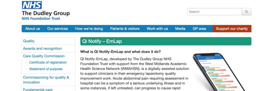 QI Notify App on Dudley NHS Website